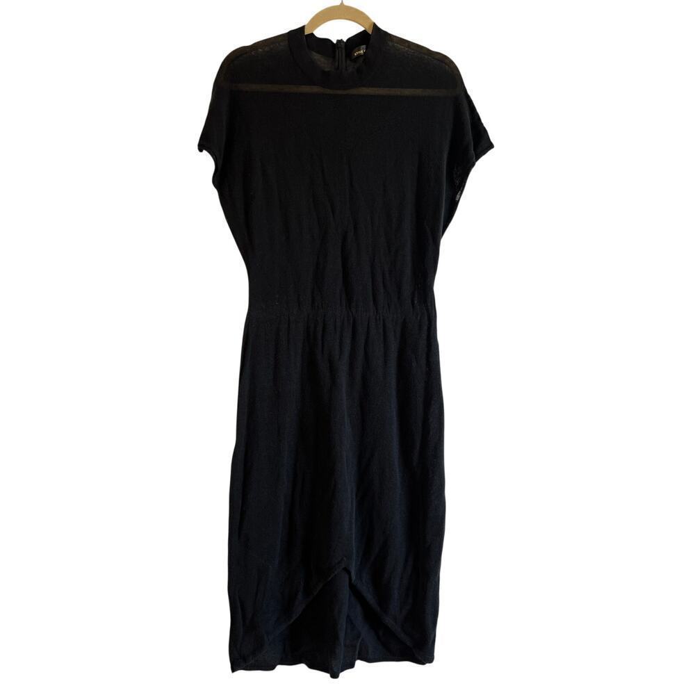 Stine Goya Black Short Sleeve Light Knit Artist Dress Sz M